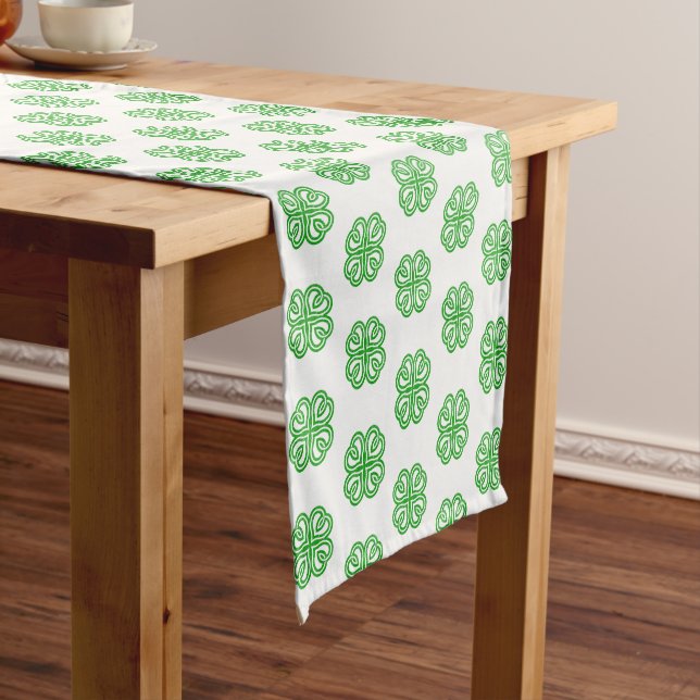 Chemin De Table Court Table Runner-St. Patrick's Clovers Short Table Run (In Situ)