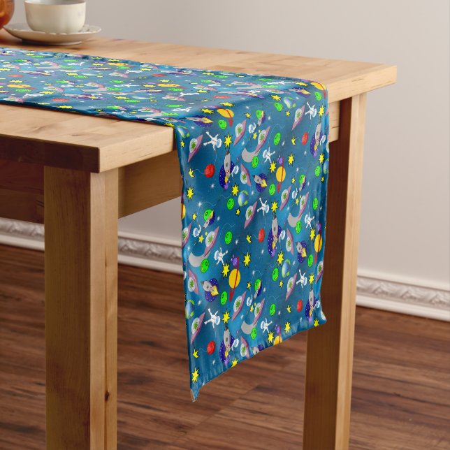 Chemin De Table Court Tablecloth Runner vaisseau Stars Moon Planètes (In Situ)