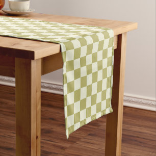 Chemin De Table Court Tablier en kaki foncé et beige