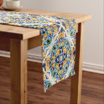 Chemin De Table Court Talavera azulejo bleu tuile vintage Mexique motif<br><div class="desc">Bleu et marron coloré vintage mexicain talavera azulejo tuiles table coureur maison décoration cadeaux de mariage pour toute occasion cadeaux pour maman dîner décoration table décoration décoration mariage décoration douche nuptiale</div>