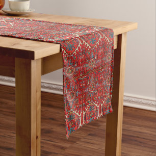 Chemin De Table Court Tapis Perse Antique Distress Vintage Art Motif