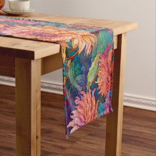 Chemin De Table Court Tapisserie florale Dahlia colorée