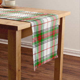 Chemin De Table Court Tartan à carreaux rouge vert et blanc