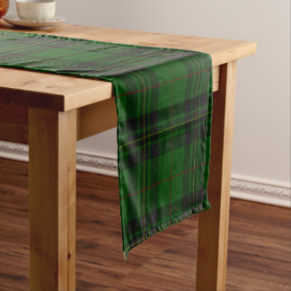 Chemin De Table Court Tartan à carreaux verts forestiers rouges jaunes