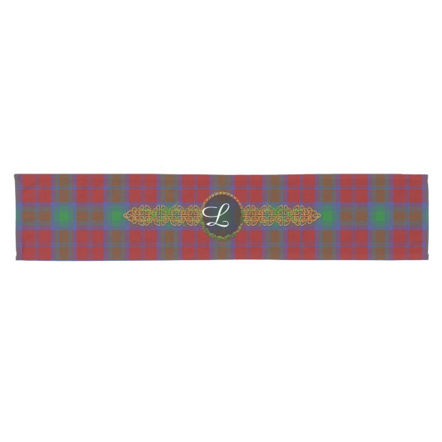 Chemin De Table Court Tartan de Lindsay de monogramme (Horizontal)