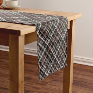 Chemin De Table Court Tartan de Noël texturé.