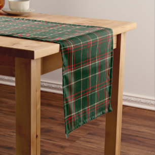 Chemin De Table Court Tartan d'héritage écossais vert, rouge et crème