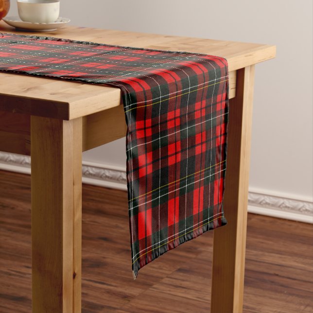 Chemin De Table Court Tartan écossais rouge Wallace moderne (In Situ)