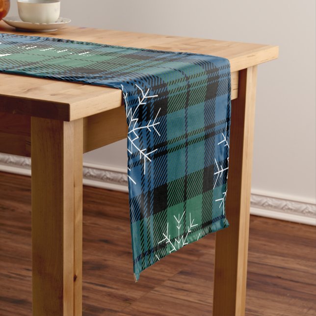 Chemin De Table Court Tartan Plaid Campbell Rustique (In Situ)