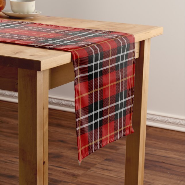 Chemin De Table Court Tartan Plaid noir et rouge (In Situ)