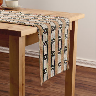 Chemin De Table Court Taupe Beige Orange Brown Hip Orient Bali Art