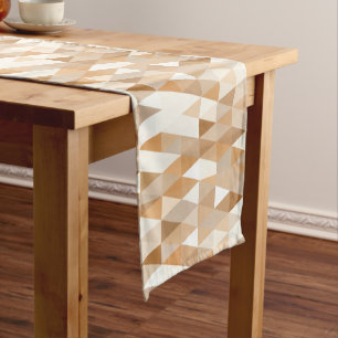 Chemin De Table Court Taupe ivoire moderne Gris Tan Brown Motif triangle