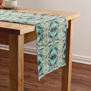 Chemin De Table Court Taupe Turquoise Aqua Turquoise Hip Bohemian Bali A