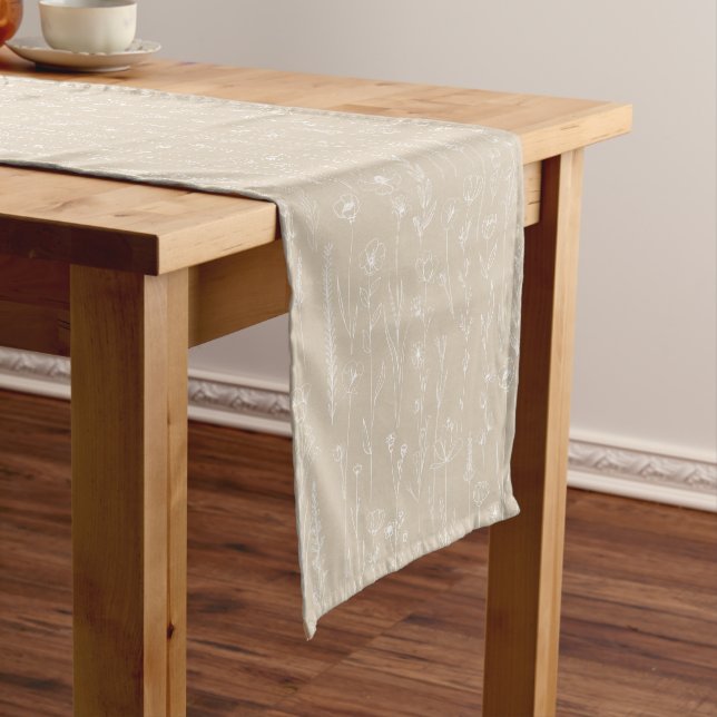 Chemin De Table Court Taupe Wildflower Baby Shower Table Runner (In Situ)