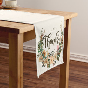 Chemin De Table Court Thanksgiving Autumn Watercolor Boho Floral Wreath