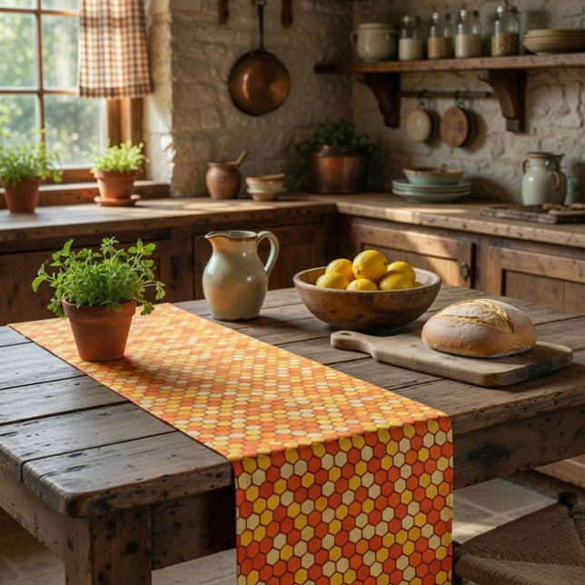 Chemin De Table Court Thème hexagonal en forme d'abeille (Créateur téléchargé)