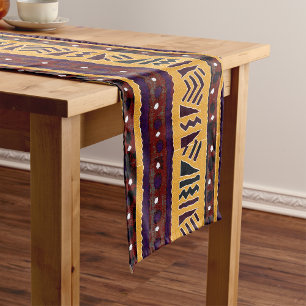Chemin De Table Court Tissu de boue africain contemporain