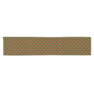 Chemin De Table Court Tissu jaune, vert, rouge, noir horizontal de Kente