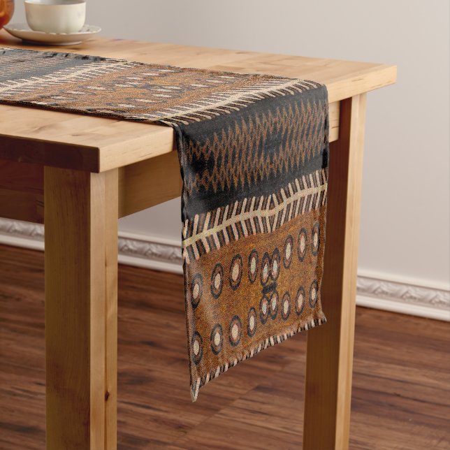 Chemin De Table Court Tissu motif tribal boue Imprimer (In Situ)