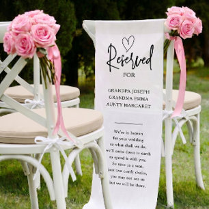 Chemin De Table Court Tissu personnalisé pour chaise de mariage mémorial
