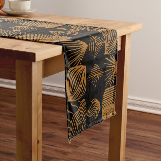Chemin De Table Court Tissu Tribal des Caraïbes : Noir, Or
