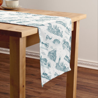 Chemin De Table Court Toile de Nashville Crépuscule sur Fond Blanc