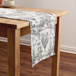 Chemin De Table Court Toile Vintage classique grise grise grise florale