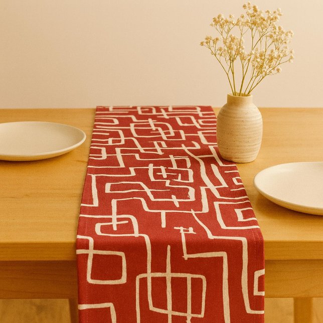 Chemin De Table Court Tourner & Tourner Rouge Blanc (Créateur téléchargé)