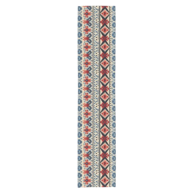 Chemin De Table Court Traditional Folk Embroidery Stripe  Pattern (Devant)