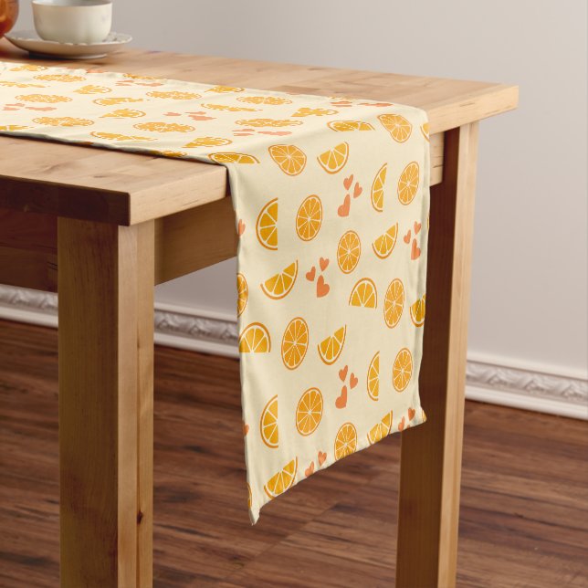 Chemin De Table Court Tranches et coeurs orange (In Situ)