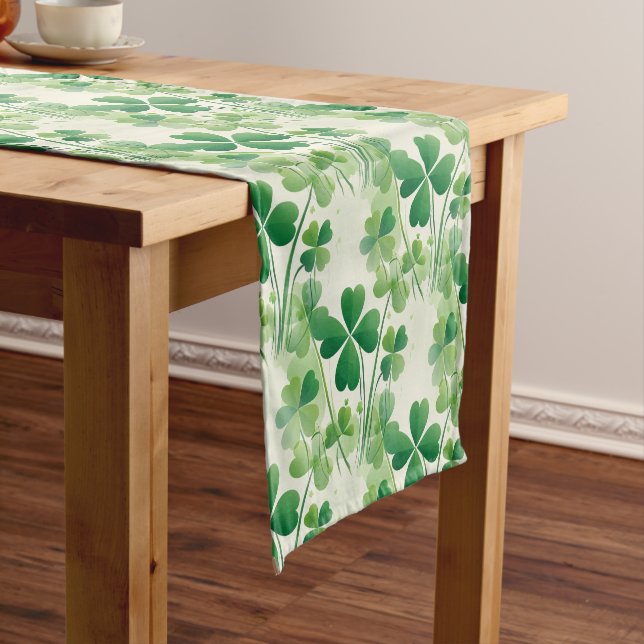 Chemin De Table Court Trèfle vert à quatre feuilles Saint-Patrick (In Situ)