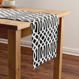 Chemin De Table Court Trellis noir et blanc