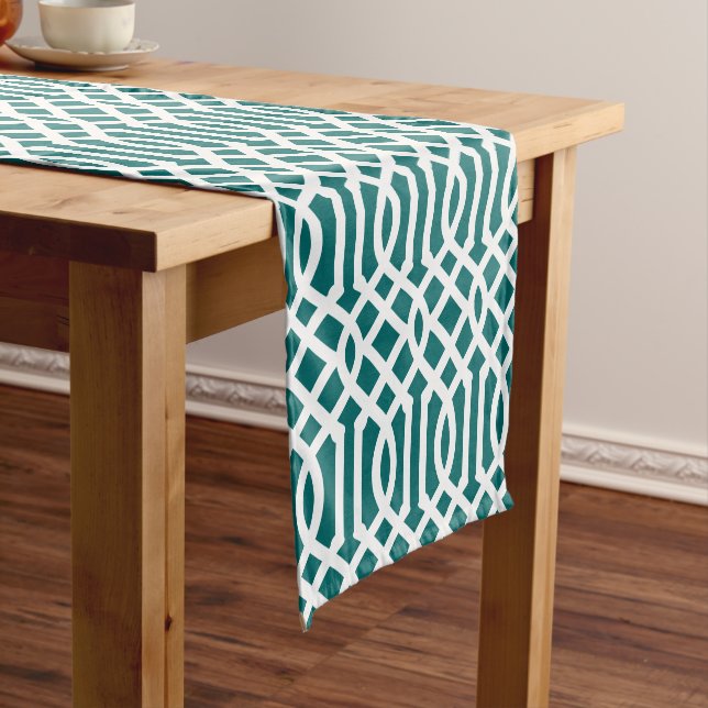 Chemin De Table Court Trellis Turquoise foncé (In Situ)