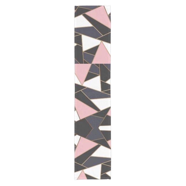 Chemin De Table Court Triangles Abstraits Rose Noir Blanc (Devant)