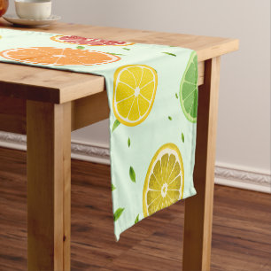 Chemin De Table Court Tropical coloré Citrus SUMMER Orange lemon Slice