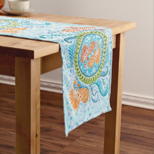 Chemin De Table Court Tropical Koi Mandala Art Zen Océan Vibrant