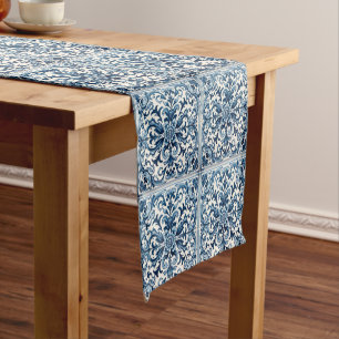 Chemin De Table Court Tuile bleue portugaise