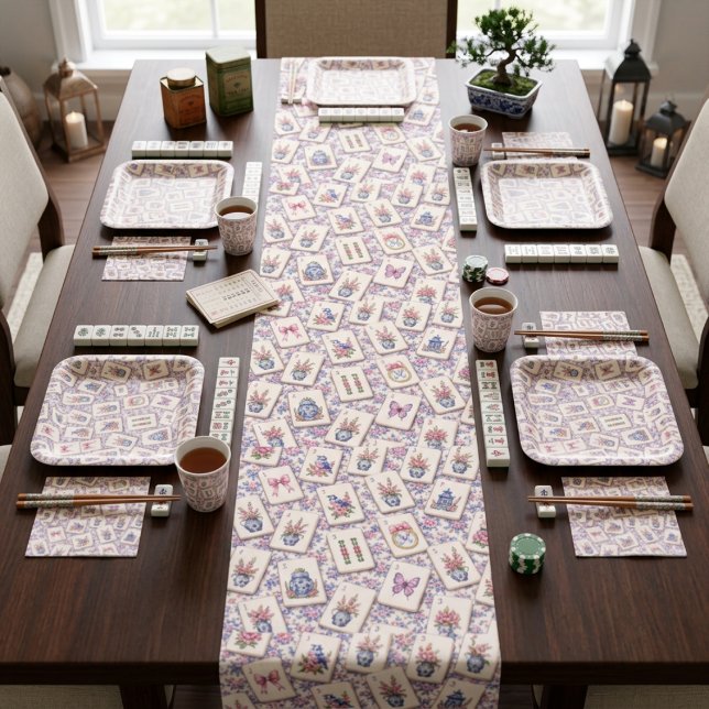 Chemin De Table Court Tuiles de partie de Mahjong  (Créateur téléchargé)