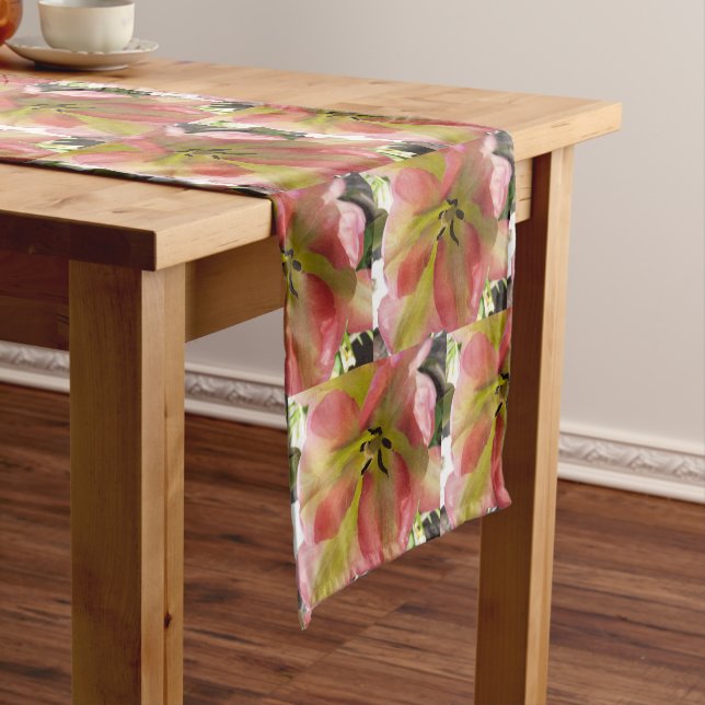 Chemin De Table Court Tulipe rose et jaune (In Situ)