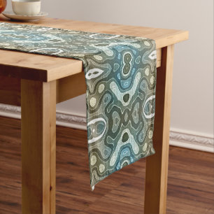 Chemin De Table Court Turquoise Turquoise bleu gris Brown Hip Bohemian A