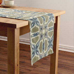 Chemin De Table Court Turquoise Vert Bleu Gris Ochre Hip Bohème Bali Art
