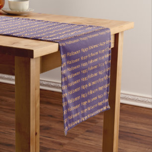 Chemin De Table Court Typographie Orange Violet Joyeux Halloween