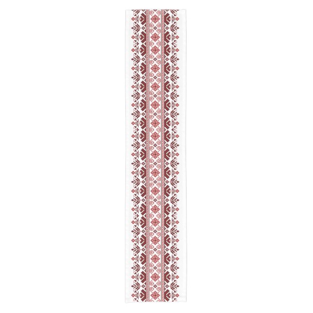 Chemin De Table Court Ukrainian traditional vushuvanka folk pattern red (Devant)