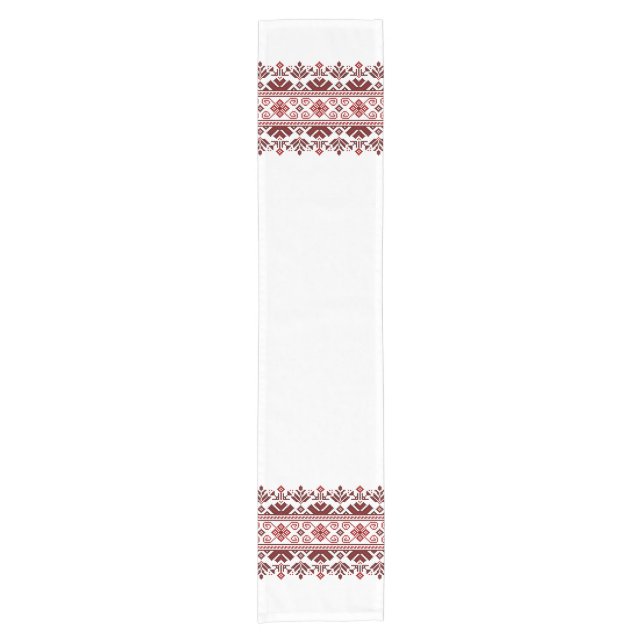 Chemin De Table Court Ukrainian traditional vushuvanka folk pattern red (Devant)