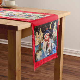 Chemin De Table Court Une nuit de bonhomme de neige magique