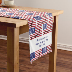 Chemin De Table Court USA AMERICAN Flag Map Écriture Customisée