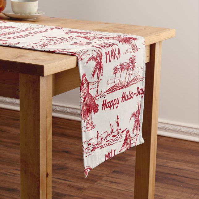 Chemin De Table Court Vacances Hawaiian Hula Girl Toile (In Situ)