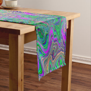 Chemin De Table Court Vagues vertes et violettes de chaux Trippy de coul