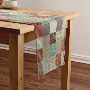 Chemin De Table Court Vaisselle vintage de patchwork d'héritage