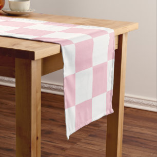 Chemin De Table Court Vérifier le Motif de tableau de bord rose et blan